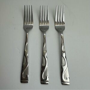 Oneida Tuscany Silverware Stainless Steel Frosted Glossy Swirl Flatware SET OF 3
